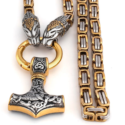 Vintage Faucet Men's Necklace Fashion Never Fade Stainless Steel Thor's Hammer Pendant Accessories Jewelry Gifts Wholesale