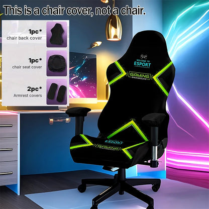 One-Piece Stretch Gaming Chair Cover Brilliant Green Light Chair Cover High Elasticity for Office Gaming Chairs Home Decoration - Kimlud