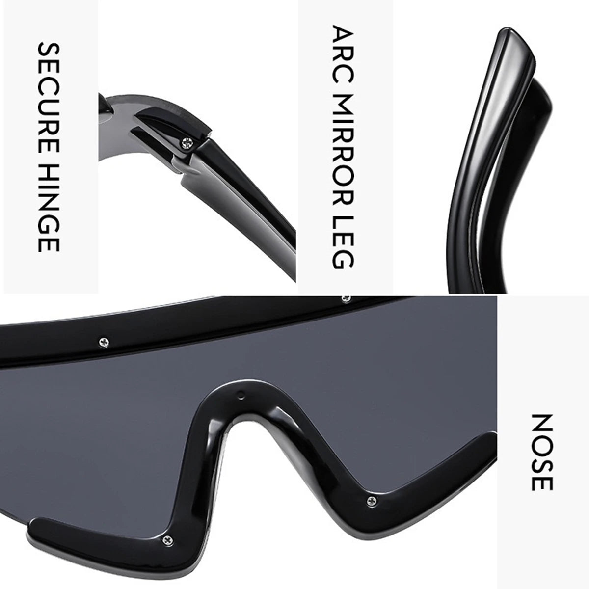 Punk Style One-piece Large Frame Sunglasses with Metal Chain Stud Women and Men Treny Exaggertated Unique Sun Glasses...