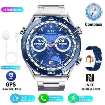 2025 New Bluetooth Call Smart Watch Men For Huawei AMOLED HD Large Screen Heart Rate NFC IP68 Waterproof GPS Sports Smart Watch