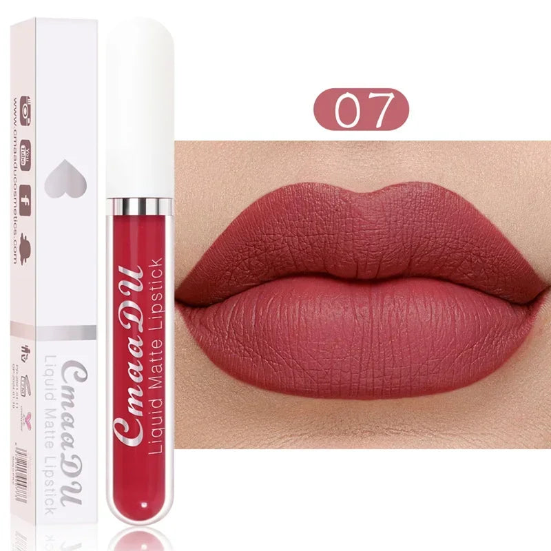 3Pcs/Set Waterproof Matte Nude Lip Gloss Brown Nude Pigment Dark Red Long Lasting Velvet Liquid Lipstick Women Makeup Lip Glaze
