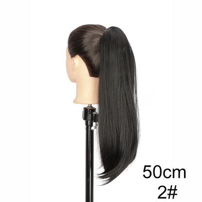 Synthetic 40cm/50cm Claw Clip Micro Curly in Ponytail Extension Long Straight Curly Black Brown Ponytail Hairpiece for...