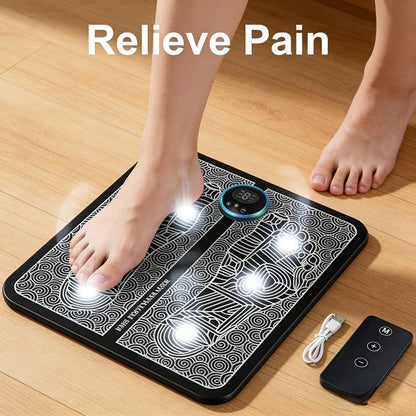 EMS Muscle Stimulation Foot Massager Pad Acupoint Massage Mat for Pain Relief & Blood Circulation Improvement Home Family Relax