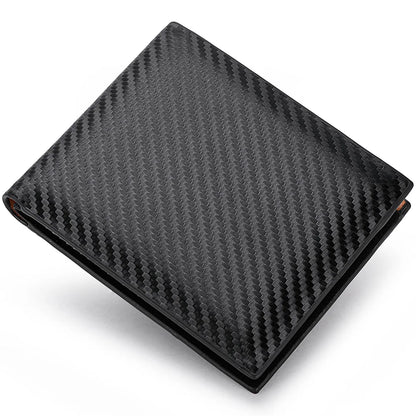 New PU Leather Carbon Fiber Short Wallet For Men Credit Card Holders, Zipper Coin Wallet