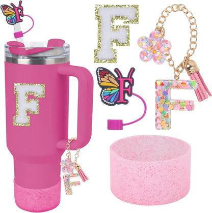 Accessories for Stanley Cup 40oz 30oz Letter Charms for Handle Silicone Boot,Straw Cover Topper & Sticker Charms
