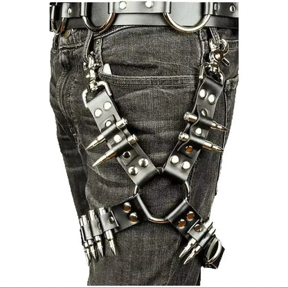 Punk Thigh Garter Belt Black Leather Leg Harness Rave Thigh Straps,Thigh Leg Harness Goth Cosplay - Kimlud