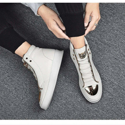 High Top Casual Shoes Men Sneakers 2024 Fashion Skateboard Shoes Leopard Platform Shoe Sport Training Shoes Men's Ankle Boots