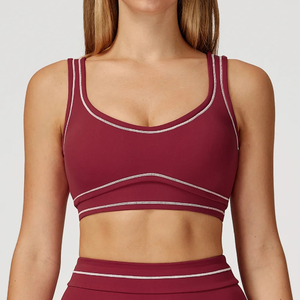 Breathable Yoga Bra Color Contrast Sports Bra Shockproof Gym Fitness Underwear High Strength Workout Top Female Sports...