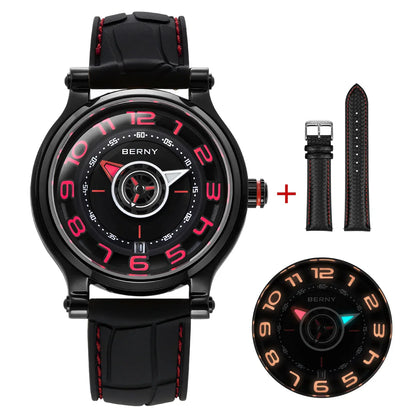 BERNY Men's Mechanical Watch Sapphire Miyota 8215 Multifunction Super Luminous Watch Compass Tire Dial Cool Play Men Wristwatch