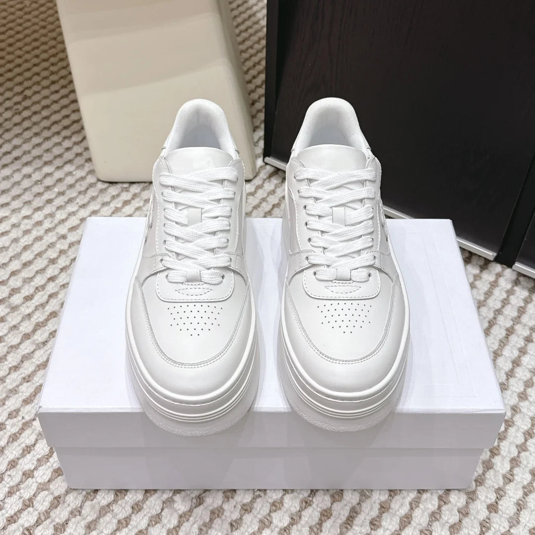 2026 Women Platform Sneakers Genuine Leather Suede Casual Shoes Low Top Lace Up Chunky Sole Fashion Streetwear Trainers Shoes