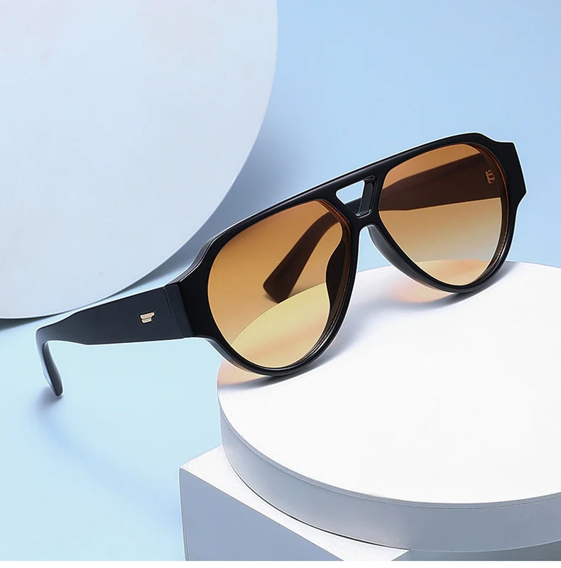 SO&EI Fashion Oversized Pilot Double Bridges Women Sunglasses Retro Rivets Men Red Green Shades UV400 Sun Glasses |...