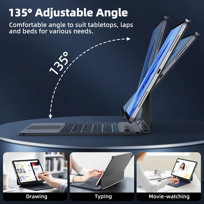 GOOJODOQ Ultra Thin Magic Keyboard for iPad Pro 11 Air 11 M3/M2 Pro 12.9 Pro 13 Pad A16 Glass Trackpad Aluminum Alloy Keyboard