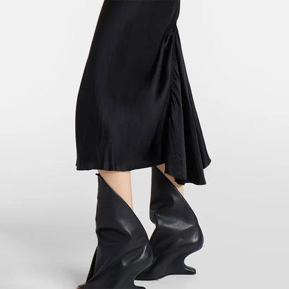 2026 European and American Women's Trendy, Niche, Personalized, Unique, Sloping, Sexy, Open Toed, Fishmouth, Sleeve Short Boots - Kimlud