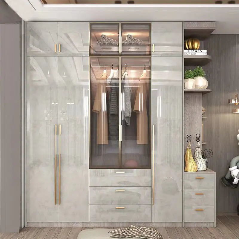 Support Storage Wardrobes Glass Door Shelves Organizers Luxury Wardrobe Bedroom Storage ClothesCupboard Armoires home Furniture - Kimlud