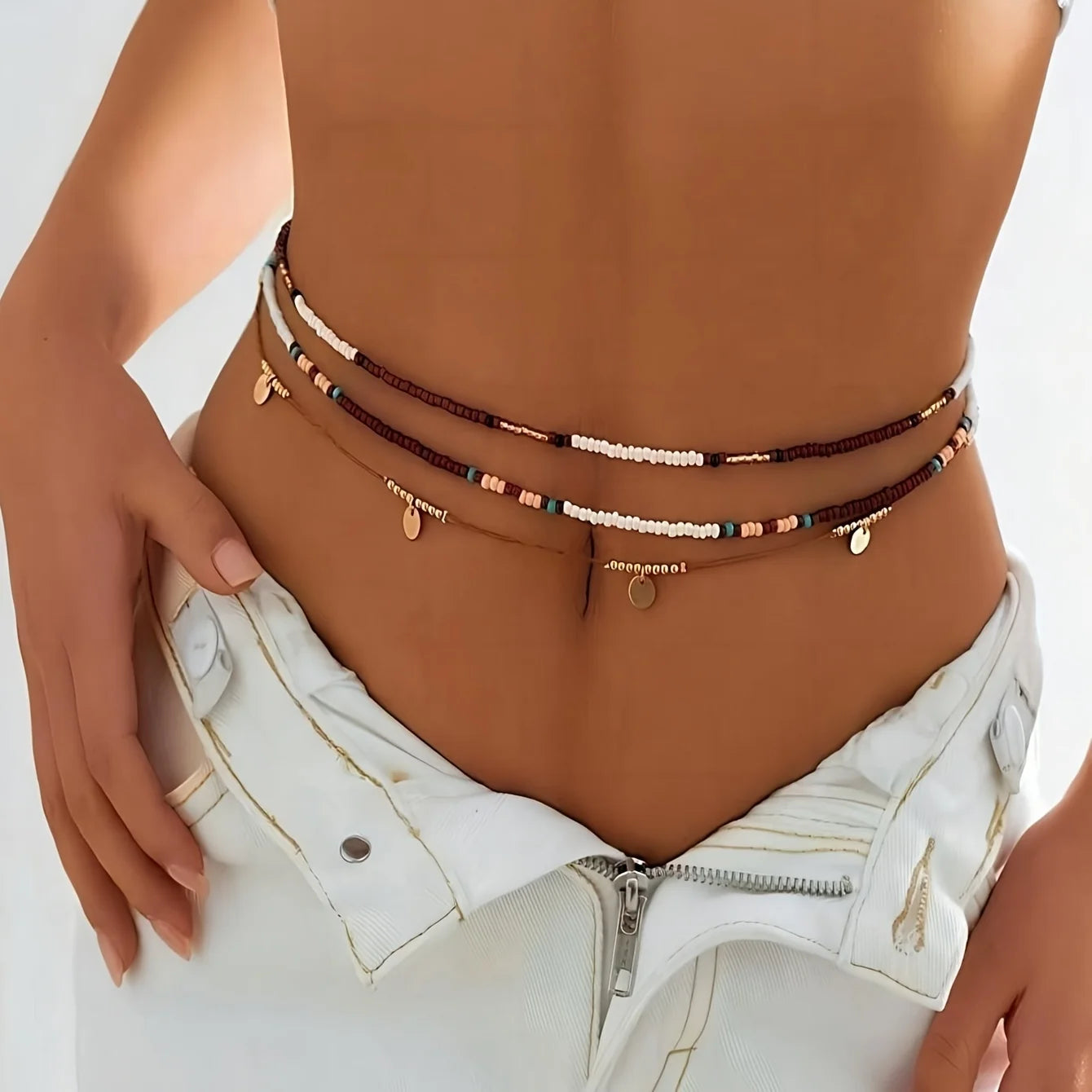 3PCS Bohemian Sexy Bead Vacation Women's Beach Waist Chain - Kimlud