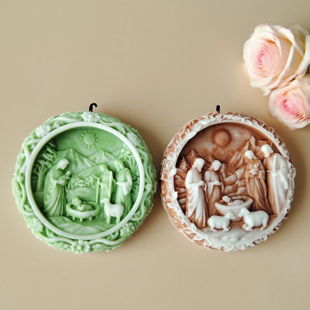 DIY Jesus Family Aroma Candle Silicone Mold Handmade Soap Plaster Epoxy Ornament Mold Chocolate Biscuit Baking Mould