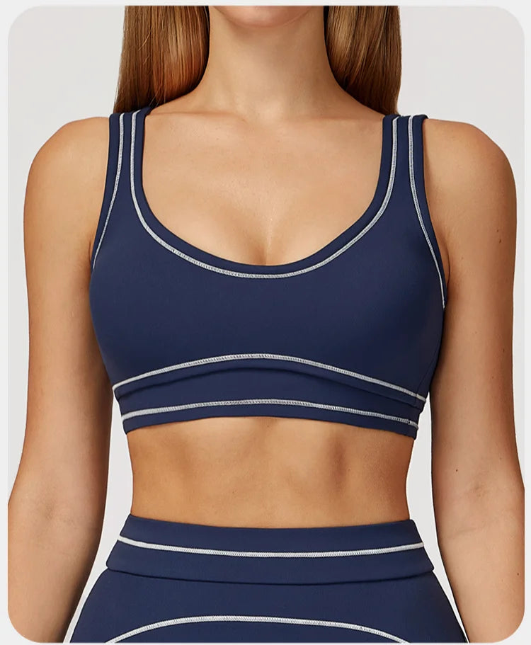 Breathable Yoga Bra Color Contrast Sports Bra Shockproof Gym Fitness Underwear High Strength Workout Top Female Sports...
