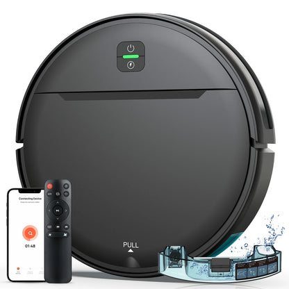 RAYFURN BR181 Robotic Vacuum 35KPa Auto-Charge/Vacuum-Mop 2-in-1 Programmable Cleaner Hardwood/Tile/Carpet Smart Cleaning System