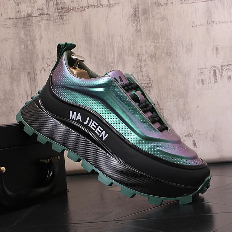 Male trend fashion personality colorful casual shoes Korean version platform color matching versatile dad sports shoes