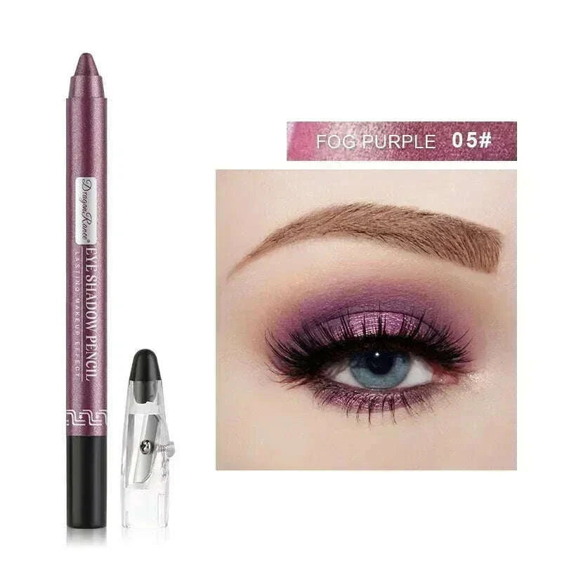 Pearlescent Eyeshadow Pen with Pencil Sharpener Fine-shine Lying Silkworm Pencils Highlighter Multi-use Eye Shadow Stick Makeup