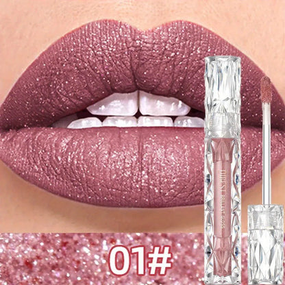 Diamond Liquid Lipstick Moisturizing Lasting Purple Sparkling Waterproof Lip Gloss Matte Glitter Lipstick Korean Makeup