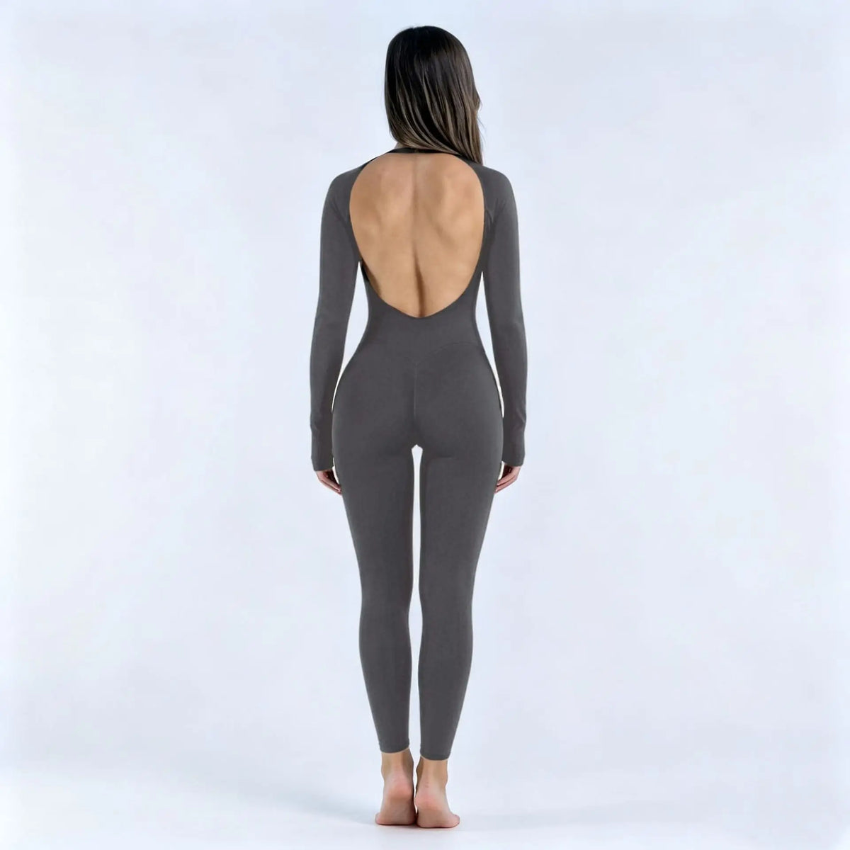 Sports Overall Bodysuit Women Seamless Jumpsuit Gym One-piece Suit Workout Outfits Backless Yoga Tights Long Sleeve Activewear - Kimlud
