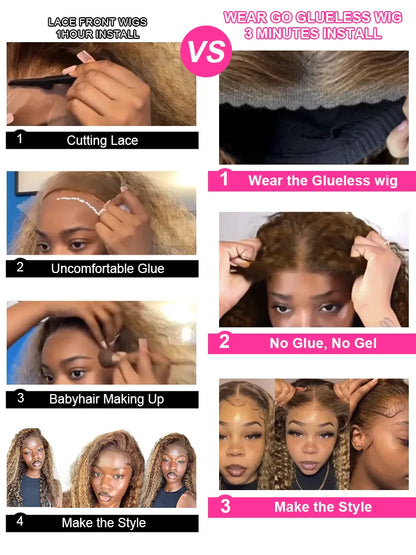 Vietnamese Curly Wigs Highlight Ombre Wear and Go Glueless Wig Human Hair Deep Wave Frontal Wigs 13x4 13x6 HD Lace Frontal Wigs