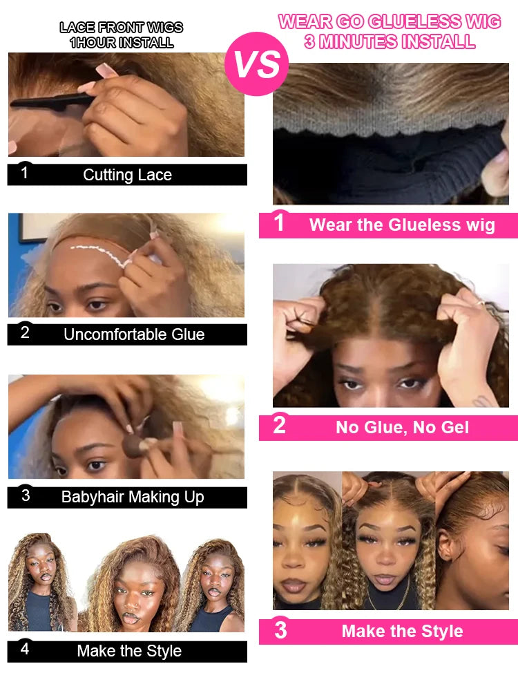Vietnamese Curly Wigs Highlight Ombre Wear and Go Glueless Wig Human Hair Deep Wave Frontal Wigs 13x4 13x6 HD Lace Frontal Wigs