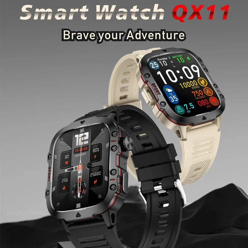 QX11 Smart Watch 1.96inch Large Screen HD Bluetooth Call SOS Voice Assistant Men Women Smartwatch Sports Fitness Tracker