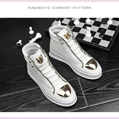 High Top Casual Shoes Men Sneakers 2024 Fashion Skateboard Shoes Leopard Platform Shoe Sport Training Shoes Men's Ankle Boots