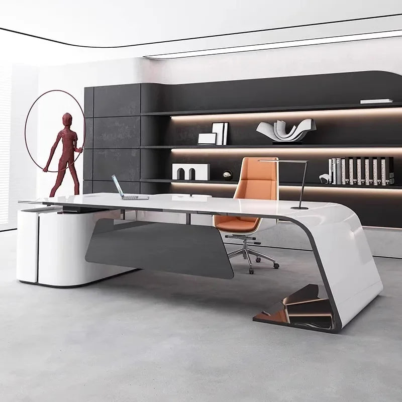 European High Quality Office Desk Cheap Executive Study Standing Office Desk Storage Floor Boss Wooden Escritorio...