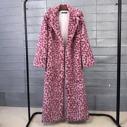 2026 Fashion Zebra Leopard Print Fur Coat Women's Winter Faux Rabbit Hair Fur X-long Overcoat Loose Jacket Streetwear...