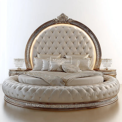 Luxury Crystal Tufted Bed Oversized Mirror Headboard Royal Baroque Velvet Upholstery for Home Hotel Elegant Bedroom Furniture - Kimlud