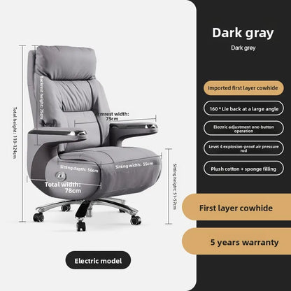 Electric Massage Boss Chair Heated Ventilated Gaming Chair Genuine Leather Executive Computer Seat Luxury Ergonomic Office Chair