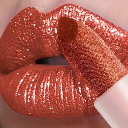 Shiny Pearl Lipstick Waterproof, Long Lasting Moisturizing Lip Color, Creates Full Plump Sexy Lips for Party Look