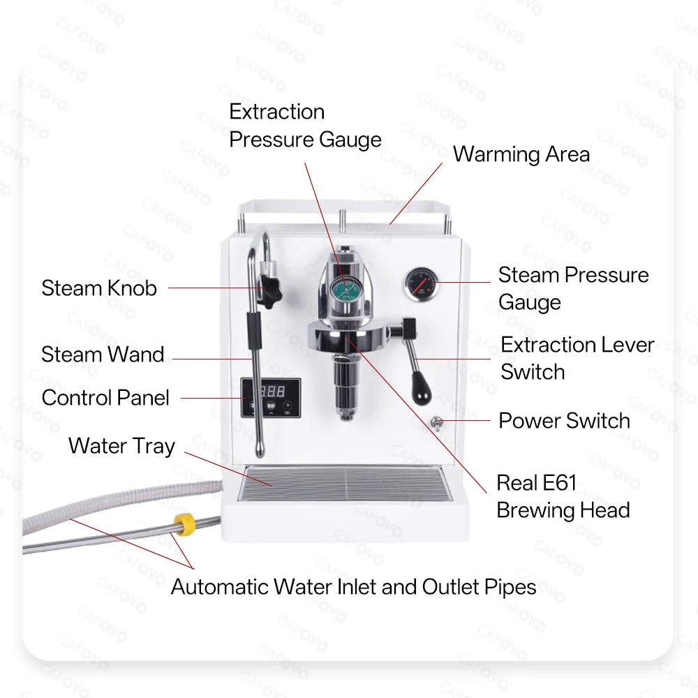 CAFOVO E133 Real E61 Group Head Espresso Machine Rotary Pump Dual Boiler PID Temperature Control Semi-Automatic Coffee Maker - Kimlud