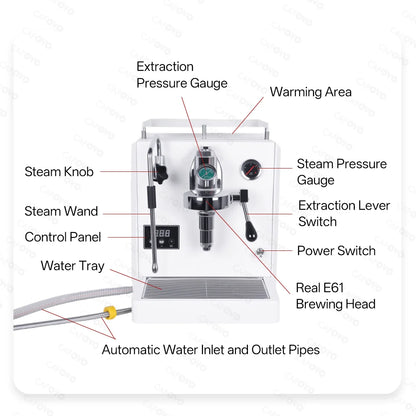 CAFOVO E133 Real E61 Group Head Espresso Machine Rotary Pump Dual Boiler PID Temperature Control Semi-Automatic Coffee Maker - Kimlud
