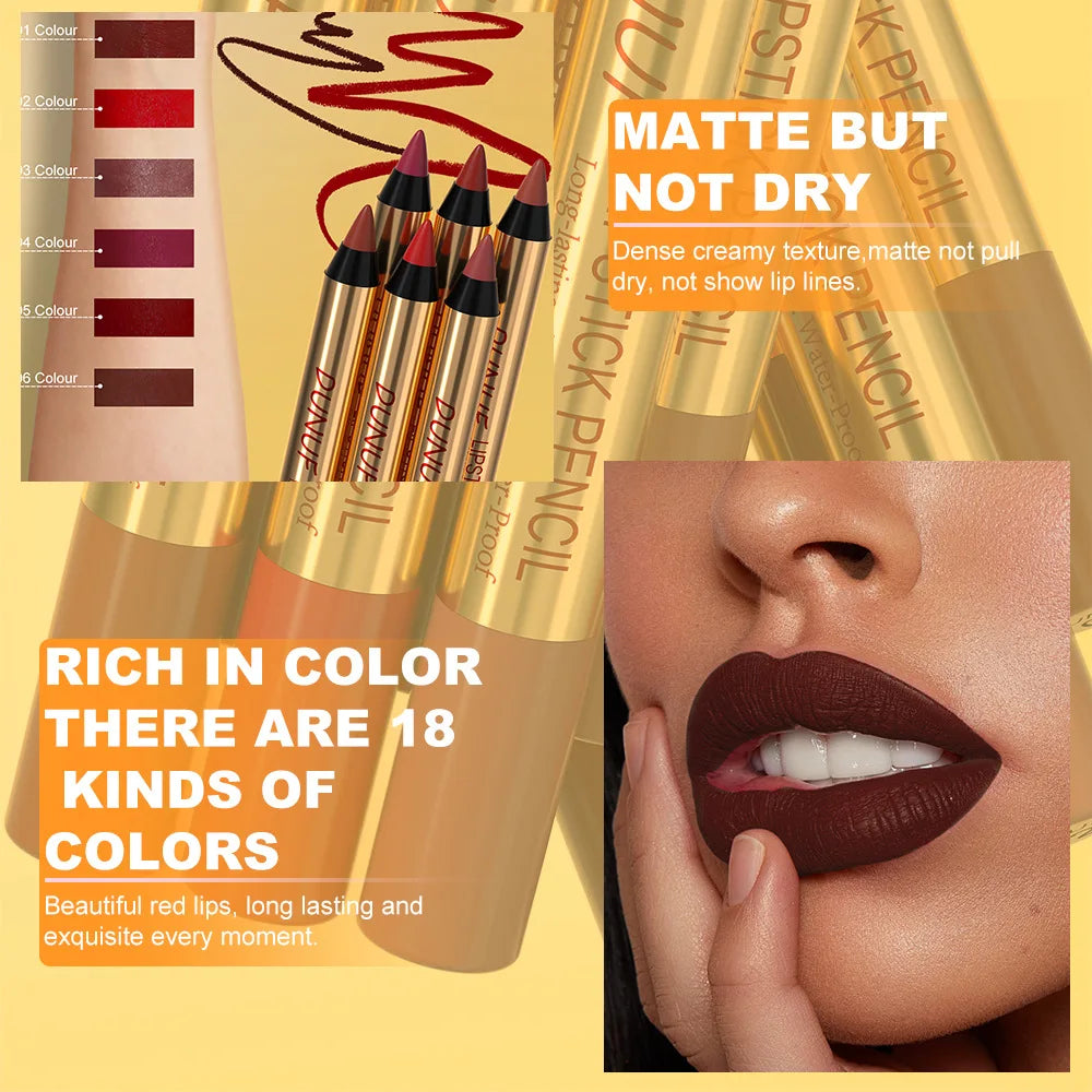 Waterproof Matte Lipliner Pencil Dark Red Contour Tint Lipstick Long Lasting Non-stick Cup Lip Liner Sexy Lips Makeup...