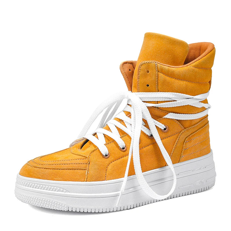 VIPOL Men's High-Top Shoes, Sports Shoes, Denim Boots, High-Top Versatile Thick-Soled Height-Increasing Sneakers