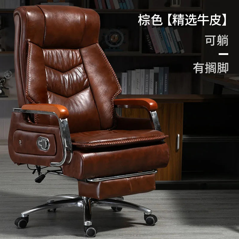 Swivel Office Chair Recliner Vintage Leather Study Arm Office Chair Ergonomic Luxury Cadeira Para Computador Furniture Home