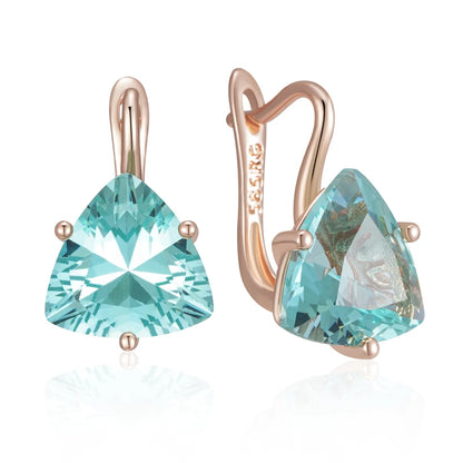 Kinel Hot Simple Green Natural Zircon Dangle Earrings for Women Luxury 585 Rose Gold Color Ethnic Bride Wedding Jewelry...