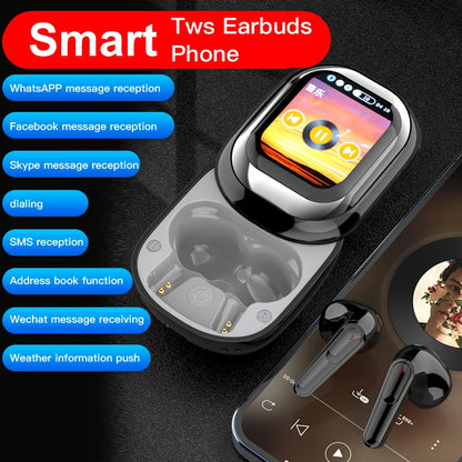 SE-ONE Smart Headphones LED Full-color Slide Touch Screen Support APP Information Receiving Wireless TWS Earbuds 300mAh