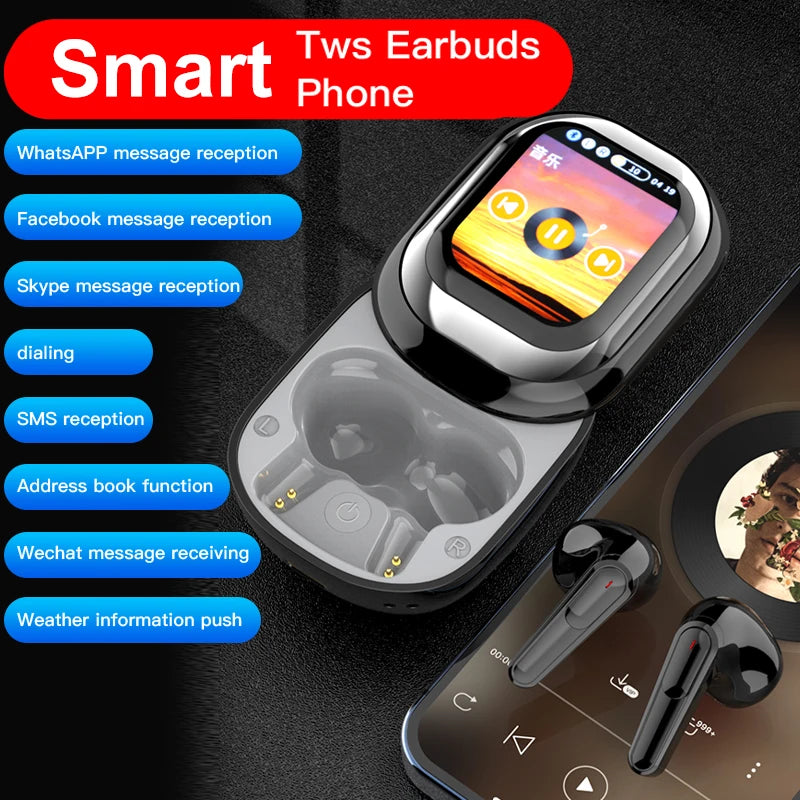 SE-ONE Smart Headphones LED Full-color Slide Touch Screen Support APP Information Receiving Wireless TWS Earbuds 300mAh