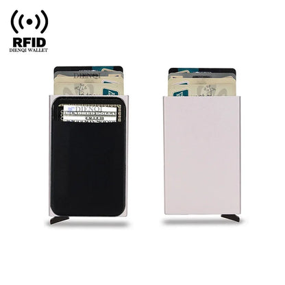DIENQI Rfid Credit Card Holder Smart Minimalist Aluminium Metal Wallet Thin Pop-up Cardholder Wallets for Men Creditcard Case