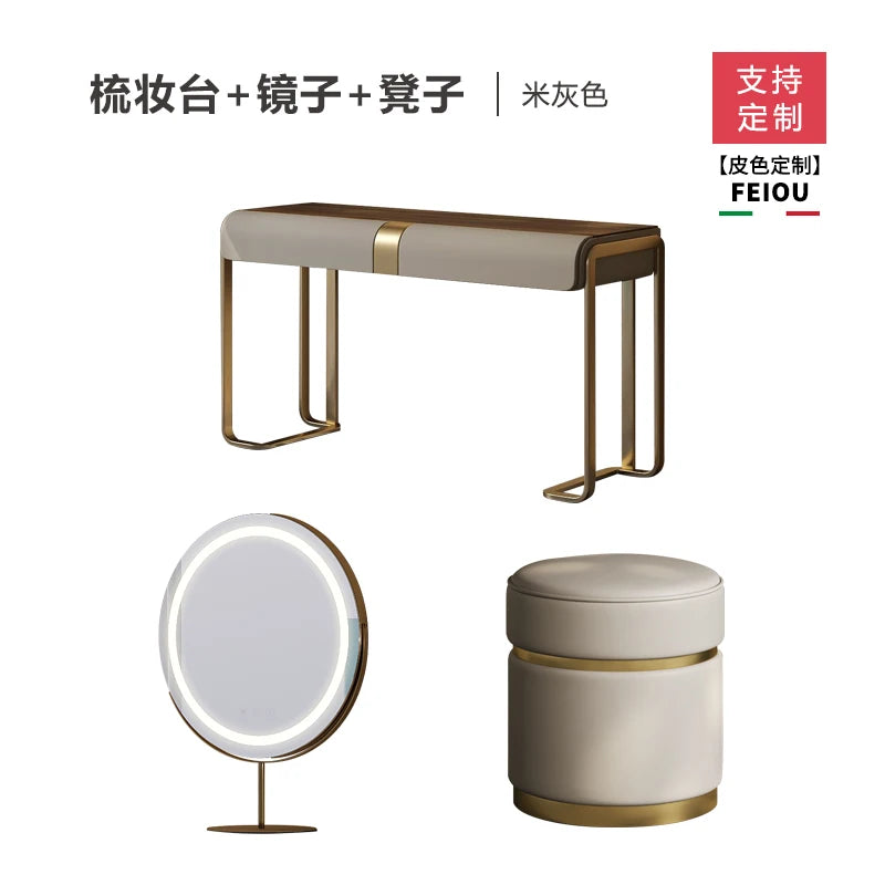 Bedroom Led Light Dressing Table Mirror Luxury Drawer European Dressing Table Girls Makeup Tocador De Maquillaje...