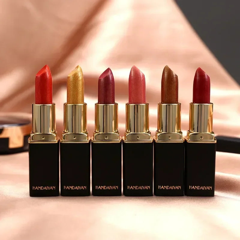 Brand Professional Lips Makeup Waterproof Shimmer Long Lasting Pigment Nude Pink Mermaid Shimmer Lipstick Luxury Makeup...