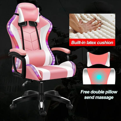 2025Computer PC Game Chair Gaming Pu Leather Silla Gamer Massage Racing Gaming Chair With Lights And Speakershigh Quality