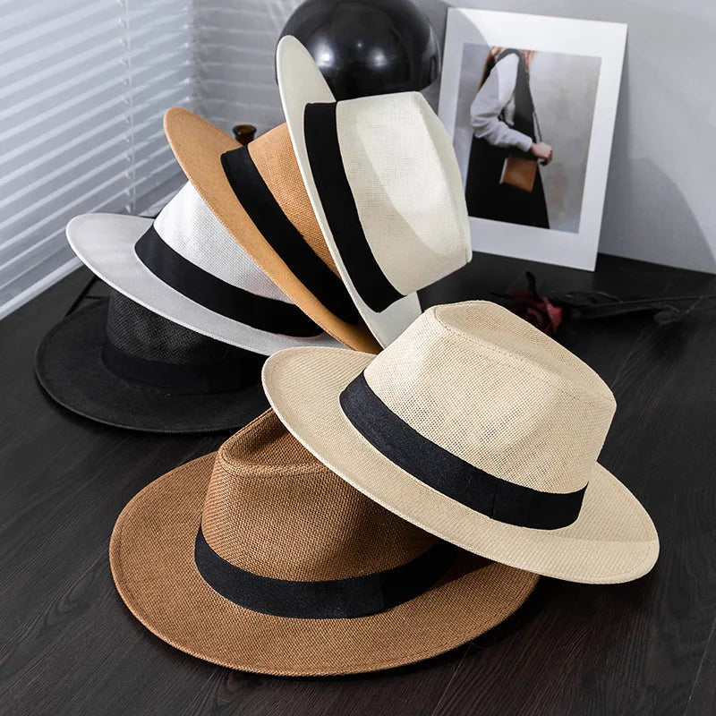 Panama hat men summer fashion travel vacation beach wide brim sun protection sun hat men's sun hat Panama hat women fashion