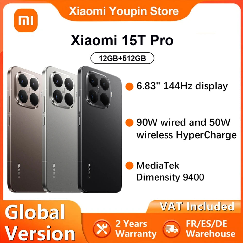 Global version Xiaomi 15T Pro Leica 6.83" 144Hz display 90W wired 50W wireless HyperCharge 5500mAh Xiaomi HyperOS Main camera - Kimlud