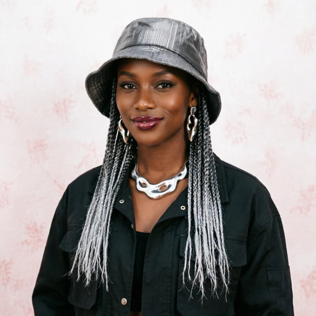 Silver Grey Snake Print Goddess Locs Cap Wig Pre-looped Faux Locs Baseball Hat Wig Braided For Black Women-Wigera |...